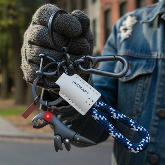 Dinosaurier-Anhänger aus Aluminiumlegierung, kombiniert mit einem handgeflochtenen Armband