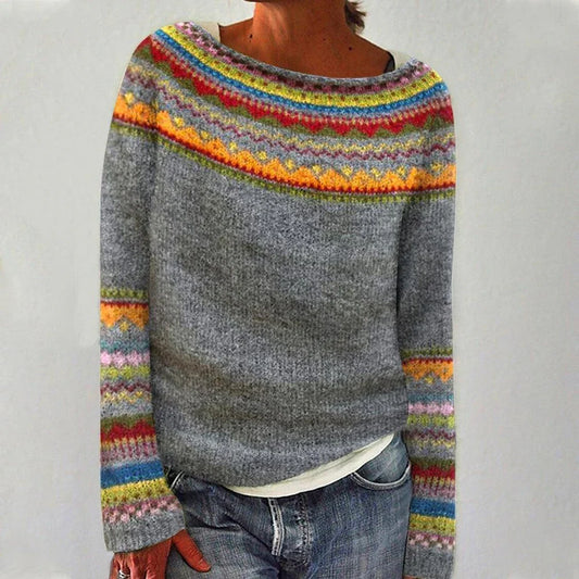 Einzigartiger Rundhals-Pullover mit langen Ärmeln und Print