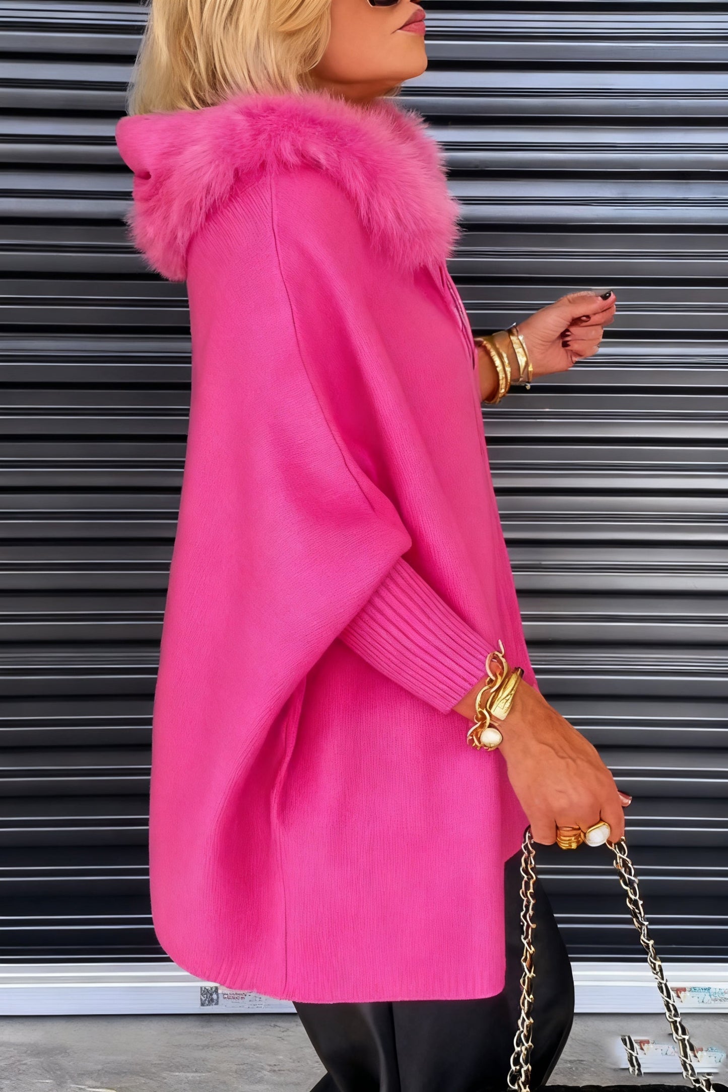 Damen Freizeitjacke mit Pelzkragen, einfarbig
