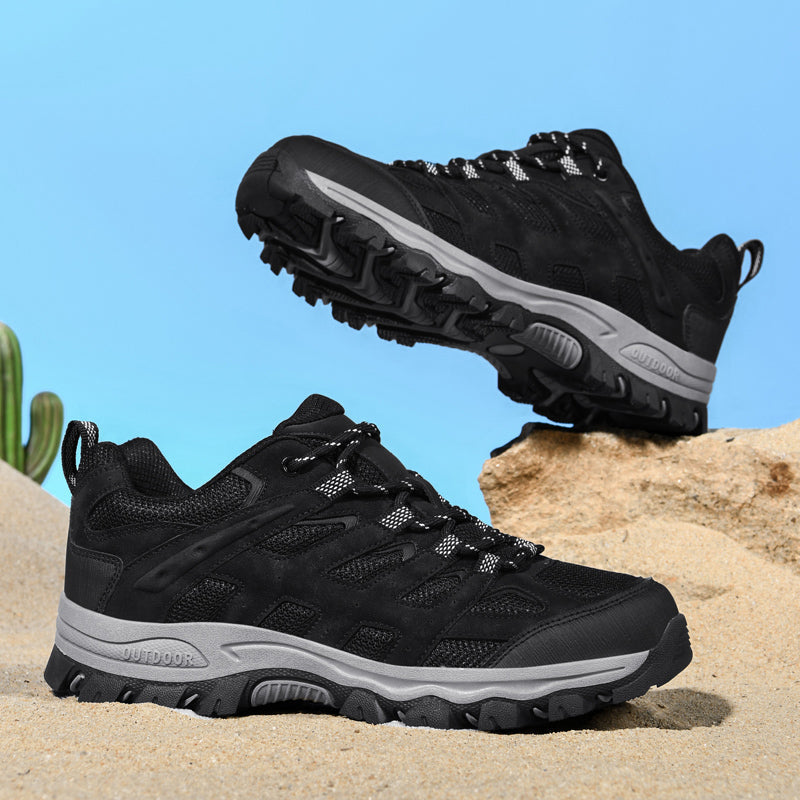 Men's Outdoor Hiking Shoes – Breathable Waterproof Low-Cut Walking Shoes with Non-Slip Traction, Abrasion-Proof Build & Orthopedic Wide Toe Arch Support