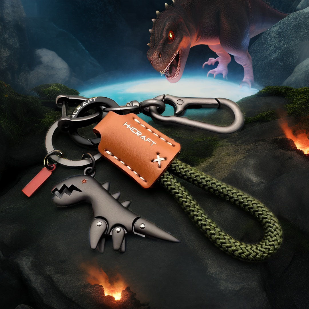Dinosaurier-Anhänger aus Aluminiumlegierung, kombiniert mit einem handgeflochtenen Armband