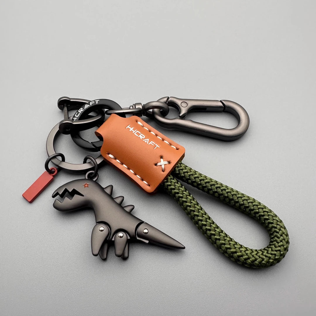Dinosaurier-Anhänger aus Aluminiumlegierung, kombiniert mit einem handgeflochtenen Armband