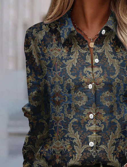 Marineblaues Langarmshirt mit Kragen